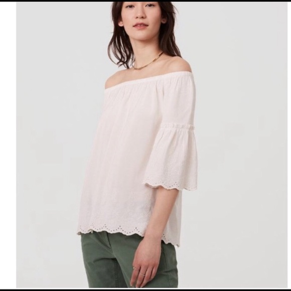 Loft eyelet bell sleeved off the shoulder top - Picture 2 of 8